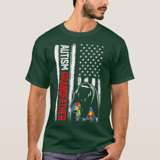 Retro Autism Grandfather Beer American Flag Awaren T-shirt