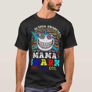 Retro  Autisme Bewustmaking mama Shark for Wome T-shirt