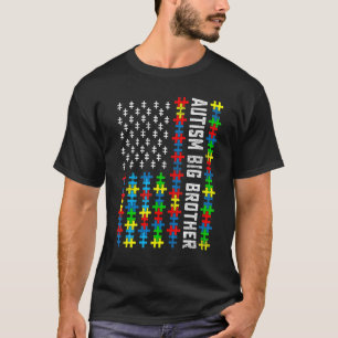 Retro Autisme Bewustzijn Usa Vlag Grote Broer Onde T-shirt