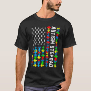 Retro Autisme Bewustzijn Usa Vlag Stiefvader Steun T-shirt