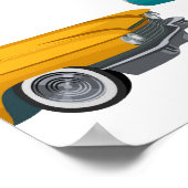 Retro Auto Fifties Stijl Patroon Poster (Hoek)