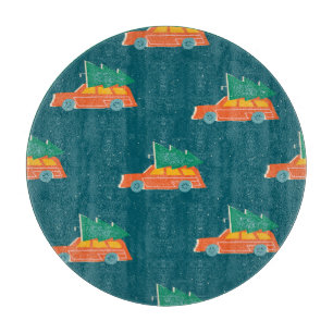 Retro auto kerstboom patroon snijplank