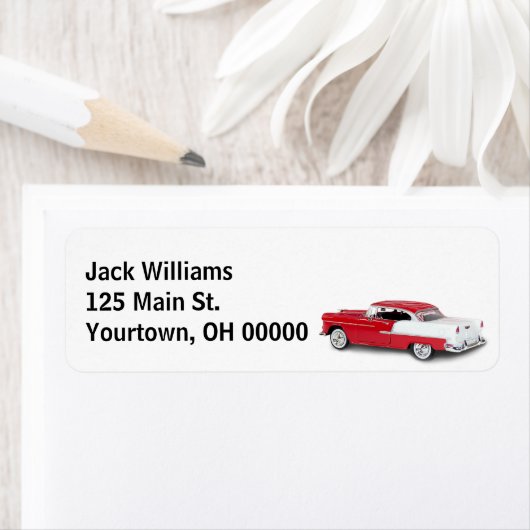 Retro-auto op wit etiket (Insitu)