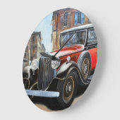 Retro Auto Oude Stad Schilderij Grote Klok (Hoek)