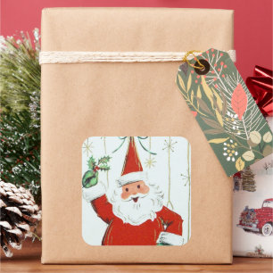 Rétro autocollant vintage de Père Noël de vacances