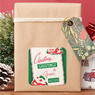 Rétro autocollant vintage de salutations de Noël