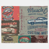Retro Autodesign Fleece Deken (Voorkant (Horizontaal))