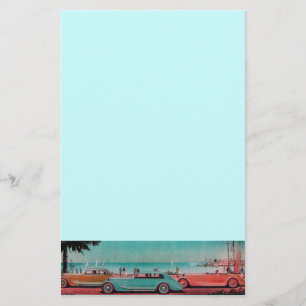 RETRO AUTO'S - Auto reparatie automotive ,blauw ge Briefpapier