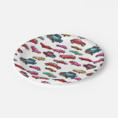 Retro auto's en vrachtwagens patroon papieren bordje (Gekanteld)