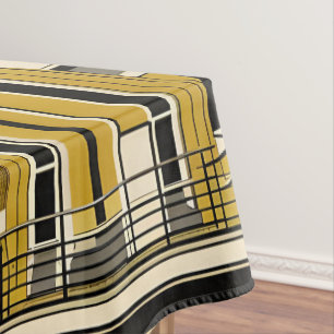 Retro Auto's Geometrisch Mosterd Mid Century  Tafelkleed