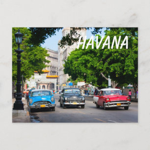 Retro auto's op de Havaanse straat Briefkaart