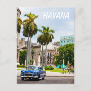 Retro auto's op de straat in Havana Briefkaart