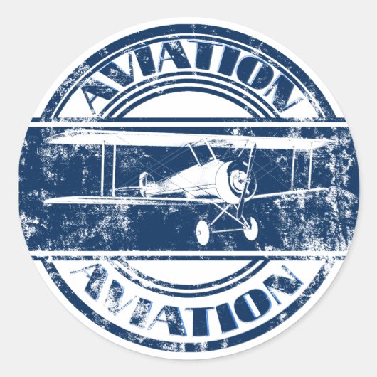 Retro Aviation Art Ronde Sticker (Voorkant)