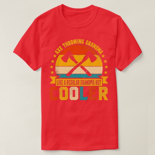 Retro Ax Throwing Grandma als een gewone oma T-shirt (Design voorkant)