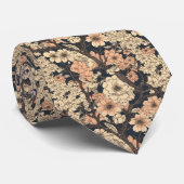 Retro Aziatische bloementuin Stropdas (Opgerold)