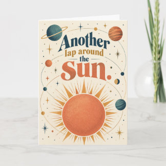 Retro baan rond de zon verjaardag kaart