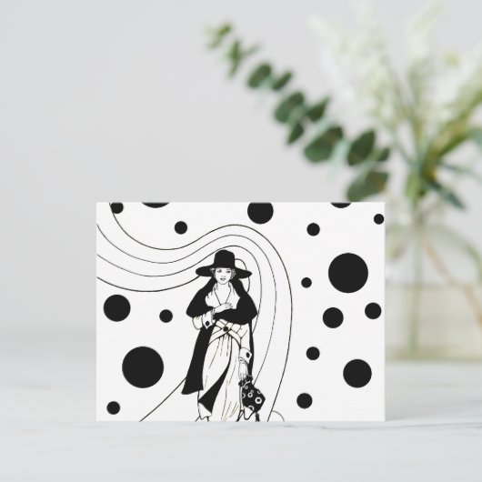 Retro-baanmodel,  Art Deco-Mode Briefkaart (Staand voorkant)