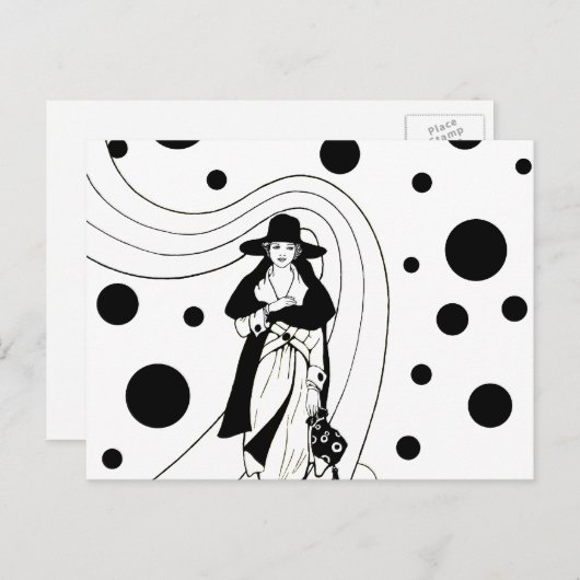 Retro-baanmodel,  Art Deco-Mode Briefkaart (Voorkant / Achterkant)