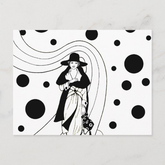 Retro-baanmodel,  Art Deco-Mode Briefkaart (Voorkant)