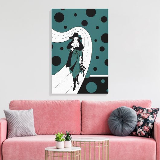 Retro-baanmodel, Art Deco-Mode Canvas Afdruk (Insitu (Woonkamer))