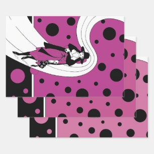 Retro-baanmodel, Art Deco-Mode Inpakpapier Vel