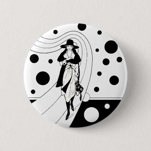 Retro-baanmodel, Art Deco-Mode Ronde Button 5,7 Cm (Voorkant)