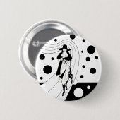 Retro-baanmodel, Art Deco-Mode Ronde Button 5,7 Cm (Voorkant /achterkant)