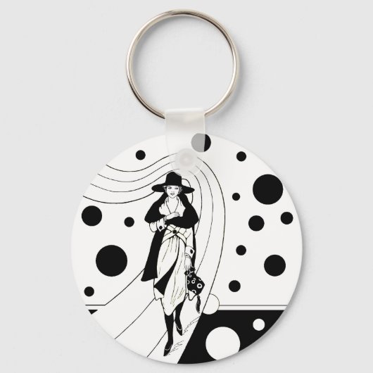 Retro-baanmodel, Art Deco-Mode Sleutelhanger (Achterkant)