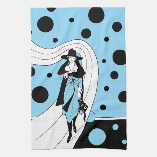 Retro-baanmodel, Art Deco-Mode Theedoek (Verticaal)