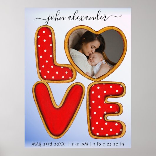 Retro Baby Foto Aankondiging van geboorte Keepomwi Poster (Voorkant)