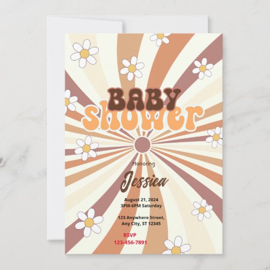 Retro-Baby shower Kaart (Voorkant)