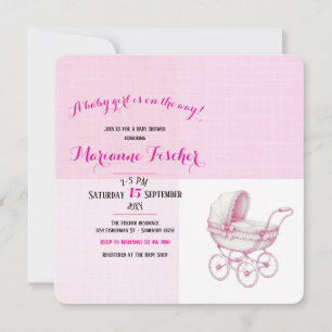 Retro babymeisje shower uitnodiging