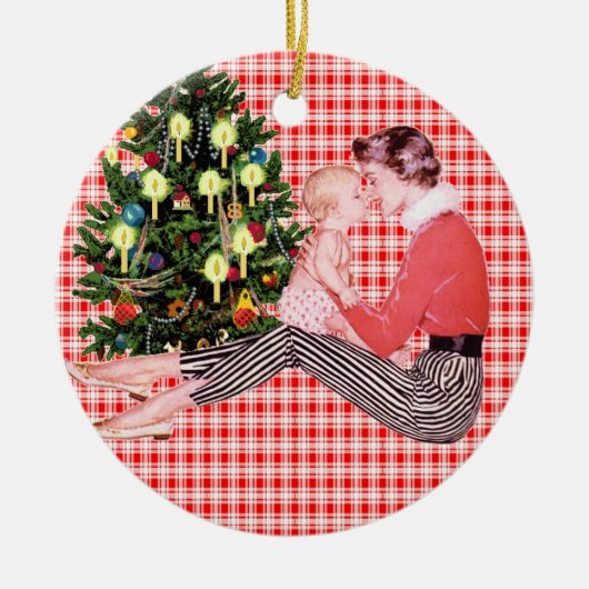 Retro Babys 1 kerstversiering Keramisch Ornament (Voorkant)