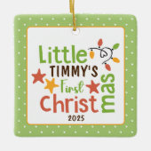 Retro Baby's eerste  kerstfoto Keramisch Ornament (Voorkant)