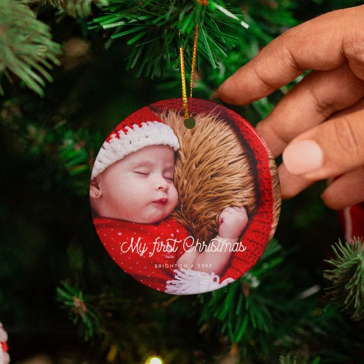 retro Baby's eerste kerstfoto Keramisch Ornament