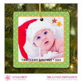 Retro Baby's eerste  kerstfoto Keramisch Ornament
