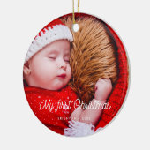 retro Baby's eerste kerstfoto Keramisch Ornament (Links)