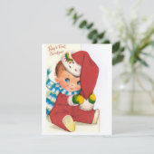 Retro Baby's eerste Kerstmis Feestdagenkaart (Staand voorkant)