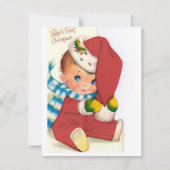 Retro Baby's eerste Kerstmis Feestdagenkaart (Voorkant)