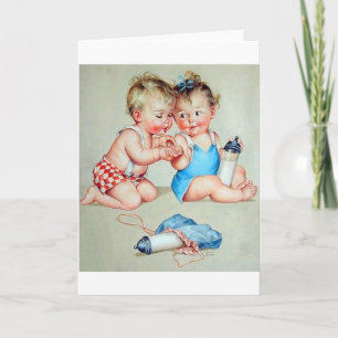 Retro baby's Wenskaart Kaart