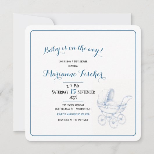 Retro babyshower uitnodiging (Voorkant)