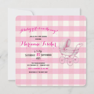Retro babyshower uitnodiging voor meisje