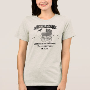 Retro Babywagen Halloween Baby Shower Tri-Blend Shirt