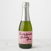Retro Bachelorette Bubbly Bachelorette Sparkling Wijnetiket (Voorkant)