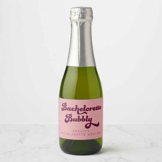 Retro Bachelorette Bubbly Bachelorette Sparkling Wijnetiket (Voorkant)