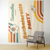 Retro Bachelorette Party Achtergrond Groovy 70s Wandkleed (In situ)
