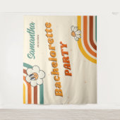 Retro Bachelorette Party Achtergrond Groovy 70s Wandkleed (Voorkant)