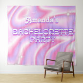 Retro Bachelorette Party Achtergrond Groovy Roze Wandkleed (In Situ (horizontaal))