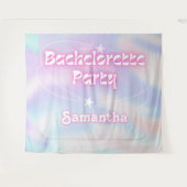 Retro Bachelorette Party Achtergrond Groovy Roze Wandkleed (Voorkant (horizontaal))