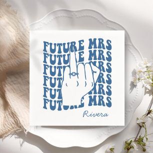 Retro Bachelorette Party Blauw Papier Servet